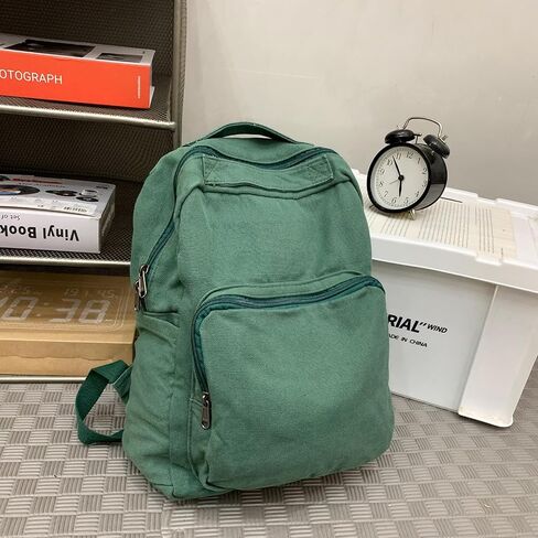 Canvas Small Backpack Purse for Women Cute Aesthetic Green Mini Backpack for Teen Girls Ladies Vintage School Bookbag Purse in Saudi Arabia