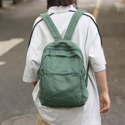 Canvas Small Backpack Purse for Women Cute Aesthetic Green Mini Backpack for Teen Girls Ladies Vintage School Bookbag Purse in Saudi Arabia