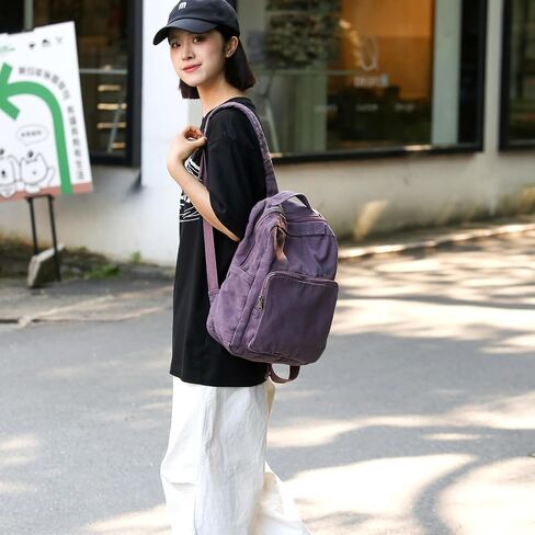 Canvas Small Backpack Purse for Women Cute Aesthetic Green Mini Backpack for Teen Girls Ladies Vintage School Bookbag Purse in Saudi Arabia