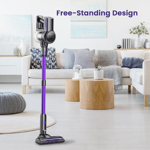 Cordless Vacuum Cleaner, 26Kpa Lightweight Cordless Vacuum, 265W Rechargeable Stick Vacuum with 2500m-Ah Battery, 45min Runtime Versatile Powerful Stick Vacuum for Pet Hair Hardfloor Carpet (Purple) in Saudi Arabia