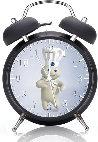 ساعة منبه Pillsbury Doughboy جرس مزدوج مع ضوء ليلي، صامت تمامًا غير موقوت، وجه زجاجي 4 بوصات - ديكور رائع للمنزل أو المكتب - أفضل أفكار الهدايا لعيد الميلاد أو العطلات W416 in Kuwait