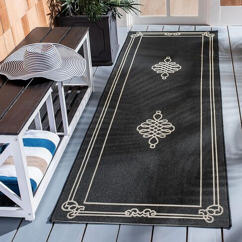 SAFAVIEH Courtyard Collection 8' x 11' Green/Cream CY6788 Indoor/ Outdoor Waterproof Easy-Cleaning Patio Backyard Mudroom Area-Rug in Saudi Arabia