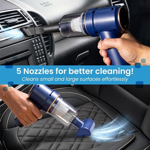 Productverse LLC Wireless Car Vacuum Cleaner - Portable High Power Cordless Vacuum Cleaner, Handheld Vacuum Cordless for Home, Suck and Blow 2 in 1 Portable Vacuum for Car - Blue in Saudi Arabia