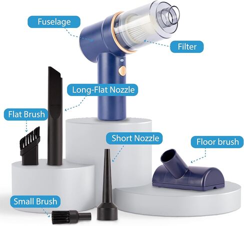 Productverse LLC Wireless Car Vacuum Cleaner - Portable High Power Cordless Vacuum Cleaner, Handheld Vacuum Cordless for Home, Suck and Blow 2 in 1 Portable Vacuum for Car - Blue in Saudi Arabia
