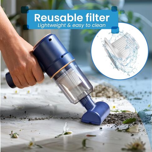 Productverse LLC Wireless Car Vacuum Cleaner - Portable High Power Cordless Vacuum Cleaner, Handheld Vacuum Cordless for Home, Suck and Blow 2 in 1 Portable Vacuum for Car - Blue in Saudi Arabia