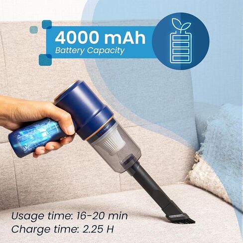 Productverse LLC Wireless Car Vacuum Cleaner - Portable High Power Cordless Vacuum Cleaner, Handheld Vacuum Cordless for Home, Suck and Blow 2 in 1 Portable Vacuum for Car - Blue in Saudi Arabia