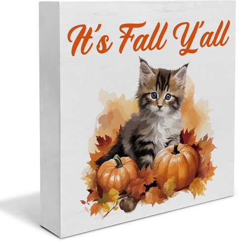 ديكور الخريف - ديكورات مطبخ الخريف، سترة توابل اليقطين، لافتة خشبية للطقس، رف منزلي، ديكور مكتبي، مقاس 12.7 × 12.7 سم in Kuwait