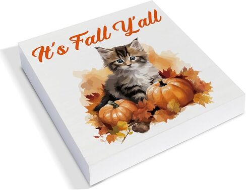 ديكور الخريف - ديكورات مطبخ الخريف، سترة توابل اليقطين، لافتة خشبية للطقس، رف منزلي، ديكور مكتبي، مقاس 12.7 × 12.7 سم in Kuwait