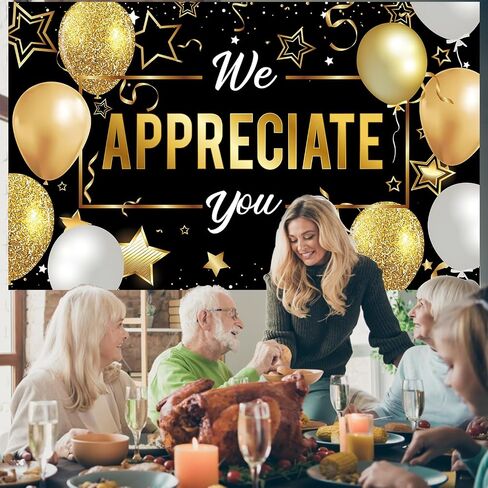 لافتة خلفية بعبارة «We Appreciate You» لتزيين حفلات التقدير بعبارة «Thank You for All You Do» للموظفين والمعلمين والطبيب والممرضات والموظفين، ديكورات حفلات تقدير للاستخدام الداخلي والخارجي in Kuwait