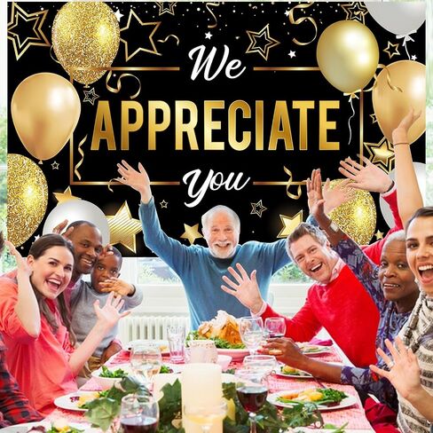 لافتة خلفية بعبارة «We Appreciate You» لتزيين حفلات التقدير بعبارة «Thank You for All You Do» للموظفين والمعلمين والطبيب والممرضات والموظفين، ديكورات حفلات تقدير للاستخدام الداخلي والخارجي in Kuwait