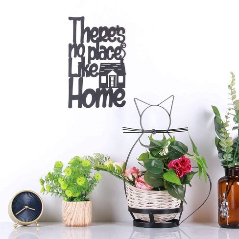 Yamfurvo Antique Metal Wall Mount Word Wall Sculptures Decor, Inspirational Script Wall Saying Plaque, Decorative Seamless Wall Word Art with a House, There is No Place Like Home, Home Decor, Black in Saudi Arabia