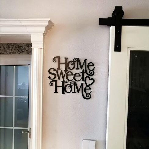 Yamfurvo Antique Metal Wall Mount Word Wall Sculptures Decor, Inspirational Script Wall Saying Plaque, Decorative Seamless Wall Word Art with a House, There is No Place Like Home, Home Decor, Black in Saudi Arabia