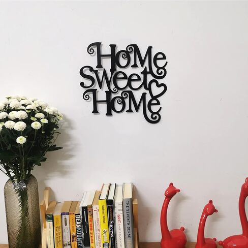 Yamfurvo Antique Metal Wall Mount Word Wall Sculptures Decor, Inspirational Script Wall Saying Plaque, Decorative Seamless Wall Word Art with a House, There is No Place Like Home, Home Decor, Black in Saudi Arabia