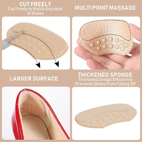 12PCS Heel Pads for Shoes, Heel Grips for Womens Shoes, Shoe Inserts for Women, Back of Heel Cushion Inserts Pads, Heel Cushion Pads for Pain Relief & Tighter Fit, Shoe Heel Pads for Shoes Too Big in Saudi Arabia