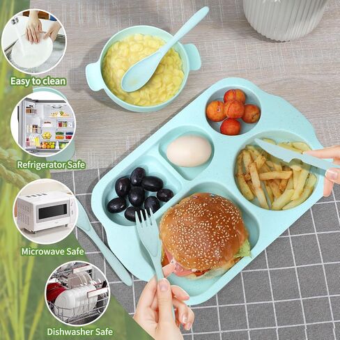 Wheat Straw Dinnerware Sets 24 Piece - Upgrade Travel Camping Cutlery Unbreakable Dinnerware Sets, Reusable Wheat Straw Plates and Bowls Sets, Dishwasher Microwave Safe Dinnerware in Saudi Arabia