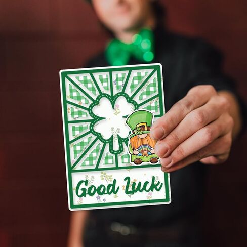 INFUNLY St. Patricks Day Clover Clear Stamp and Die Cut for Card Making Label Cutting Die Blessing Word Rubber Stamp Transparent Silicone Stamp for DIY Scrapbooking Paper Photo Album Decor in Kuwait