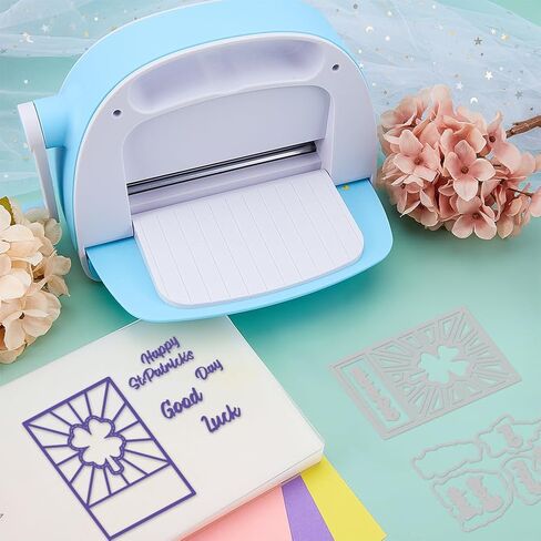INFUNLY St. Patricks Day Clover Clear Stamp and Die Cut for Card Making Label Cutting Die Blessing Word Rubber Stamp Transparent Silicone Stamp for DIY Scrapbooking Paper Photo Album Decor in Kuwait