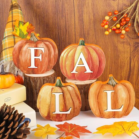 سقوط اليقطين منضدية علامة الشكر اليقطين علبة طبقات علامات خشبية سقوط الخشب اليقطين الجدول كتل الديكور لفصل الخريف المنزل المطبخ صينية الطبقات الديكور in Kuwait