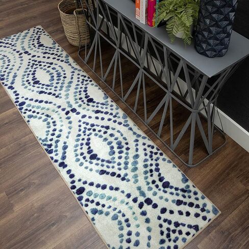 سجادة Mohawk Home Dotted Ogee Navy (2' X 8') عداء مزخرف in Kuwait