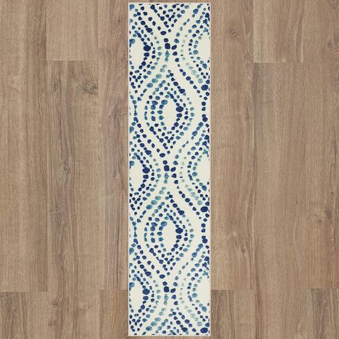 سجادة Mohawk Home Dotted Ogee Navy (2' X 8') عداء مزخرف in Kuwait