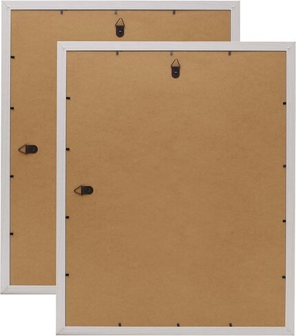 Melannco Set of Two Beige Wood Photo Frames to Hold 16x20 Photo Without Mat and 11x14 Photo With Mat, White in Saudi Arabia