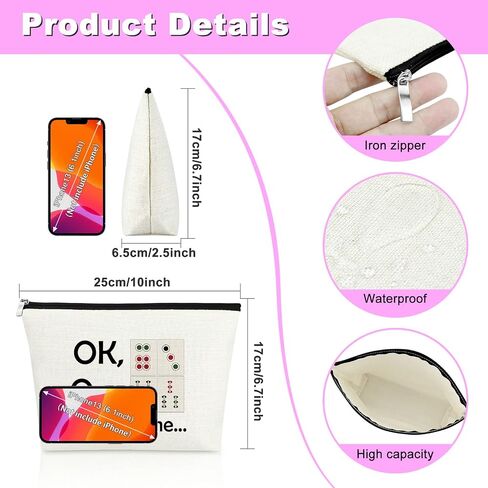 3Pcs Mahjong Lovers Gift for Women Mahjong Makeup Bag Mahjong Player Gifts for Friend Grandma Mahjong Gifts Cosmetic Bag Gambling Gift Birthday Christmas Retirement Gifts for Mom Cosmetic Travel Pouch in Kuwait