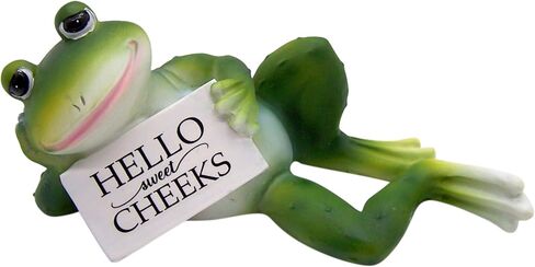 تمثال الضفدع الأخضر مع علامة Hello Sweet Cheeks، لافتة حمام مضحكة للرف أو المغسلة، 7.25 بوصة in Saudi Arabia
