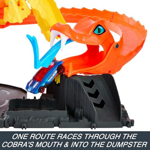 Hot Wheels City Toy Car Track Set, Pizza Slam Cobra Attack, Snake Tail Spiral Track with Randomizer, 1 Vehicle in 1:64 Scale in Saudi Arabia