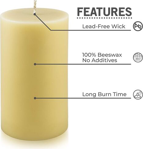 Beeswax Candles 100% Pure Handmade Natural for Gift Home Décor | Non-Toxic Air Purifying Biodegradable | Slow Burning All Natural 3x5 in Saudi Arabia