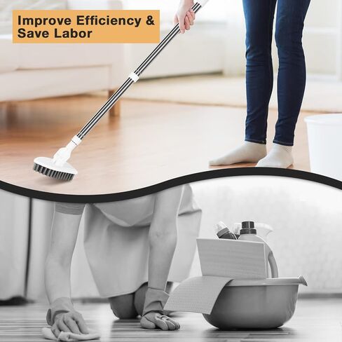 Shower Cleaning Scrub Brush with Long Handle - 2 in 1 Extendable Tub & Tile Floor Scrubber Brush with 3 Sponge Brush & 1 Stiff Bristle, for Bathroom Toilet Bathtub Kitchen Wall Window in Saudi Arabia