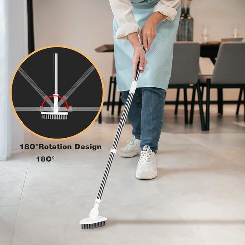 Shower Cleaning Scrub Brush with Long Handle - 2 in 1 Extendable Tub & Tile Floor Scrubber Brush with 3 Sponge Brush & 1 Stiff Bristle, for Bathroom Toilet Bathtub Kitchen Wall Window in Saudi Arabia
