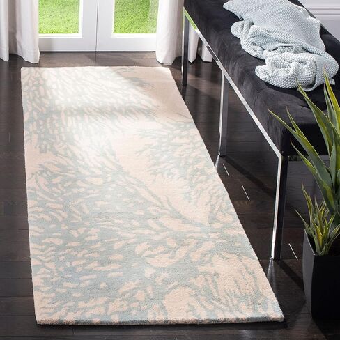 SAFAVIEH Bella Collection 2'3" x 9' Beige/Blue BEL115C Handmade Premium Wool Runner Rug in Saudi Arabia