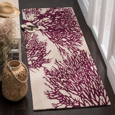 SAFAVIEH Bella Collection 2'3" x 9' Beige/Blue BEL115C Handmade Premium Wool Runner Rug in Saudi Arabia