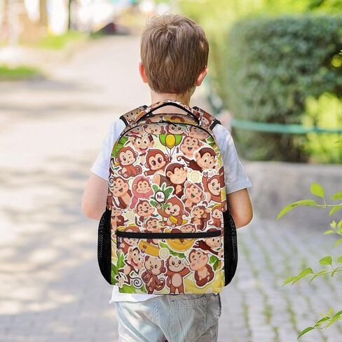 Monkey Backpack for Girls & Boys, 16 Inch Monkeys Print Backpacks for School, Cute Lightweight Bookbag for Kids in Saudi Arabia