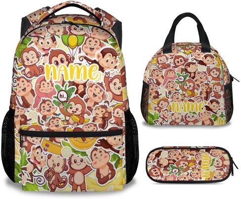 Monkey Backpack for Girls & Boys, 16 Inch Monkeys Print Backpacks for School, Cute Lightweight Bookbag for Kids in Saudi Arabia