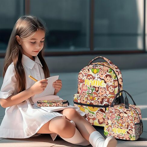 Monkey Backpack for Girls & Boys, 16 Inch Monkeys Print Backpacks for School, Cute Lightweight Bookbag for Kids in Saudi Arabia