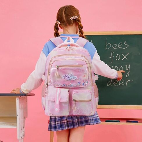 MCWTH Backpack for Teen Girls, Kawaii Cute Kids Elementary Student School Backpacks (Happy Pink) in Saudi Arabia