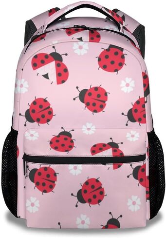 حقائب ظهر Ladybug للأطفال، حقيبة ظهر لطيفة مقاس 16 بوصة للمدرسة، حقيبة كتب خفيفة الوزن باللون الوردي للفتيات in Saudi Arabia
