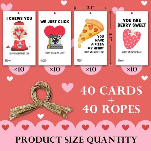 40 قطعة من بطاقات الهدايا الورقية لعيد الحب مع سلسلة، ملصق تعليق لهدايا عيد الحب اللطيف، ملصق تعليق للأطفال، ملصق اسم معلق للأطفال، تغليف حفلات الذكرى السنوية لعيد الحب، 4 أنماط - LH157 in Kuwait