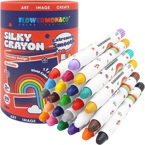 Lebze 12 Colors Kids Crayons, Non Toxic Silky, Jumbo Washable Coloring Tool, Large Size for Children, Safe Art School Supplies for Boys & Girls Flower Monaco in Saudi Arabia