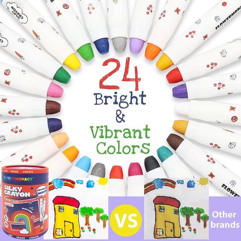 Lebze 12 Colors Kids Crayons, Non Toxic Silky, Jumbo Washable Coloring Tool, Large Size for Children, Safe Art School Supplies for Boys & Girls Flower Monaco in Saudi Arabia
