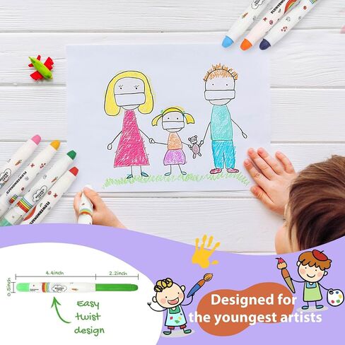 Lebze 12 Colors Kids Crayons, Non Toxic Silky, Jumbo Washable Coloring Tool, Large Size for Children, Safe Art School Supplies for Boys & Girls Flower Monaco in Saudi Arabia