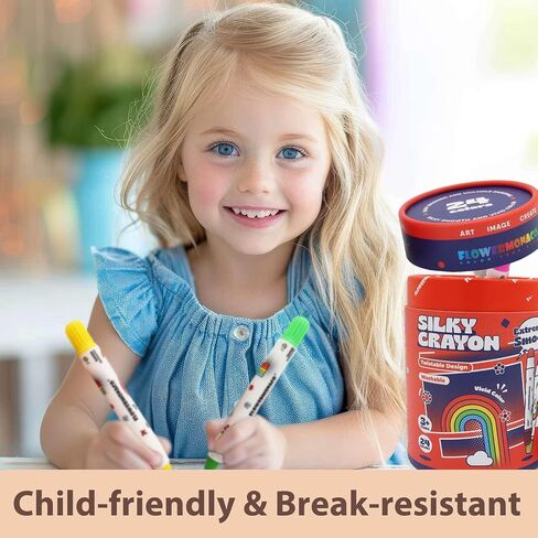 Lebze 12 Colors Kids Crayons, Non Toxic Silky, Jumbo Washable Coloring Tool, Large Size for Children, Safe Art School Supplies for Boys & Girls Flower Monaco in Saudi Arabia