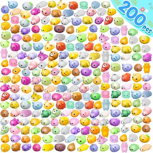 Dioju 200 Pcs Mochi Squishy Toy, Mini Kawaii Squishies Bulk Sensory Fidget Toys Goody Bag Party Favors for Kids, Classroom Prizes Pinata Filler Carnival Stocking Stuffers Christmas Birthday Gifts in Kuwait