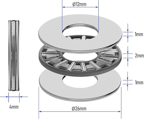 10PCS AXK1024 2AS Thrust Needle Roller Bearings with Washers 10mm Bore 24mm OD 4mm Thickness Industry Thrust Bearing in Saudi Arabia