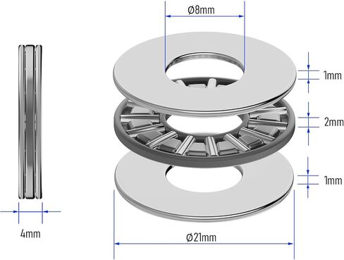 10PCS AXK1024 2AS Thrust Needle Roller Bearings with Washers 10mm Bore 24mm OD 4mm Thickness Industry Thrust Bearing in Saudi Arabia