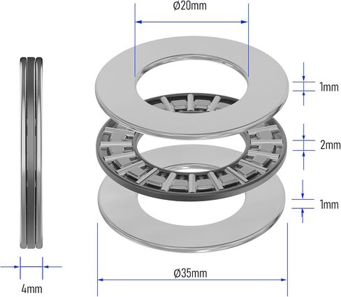 10PCS AXK1024 2AS Thrust Needle Roller Bearings with Washers 10mm Bore 24mm OD 4mm Thickness Industry Thrust Bearing in Saudi Arabia