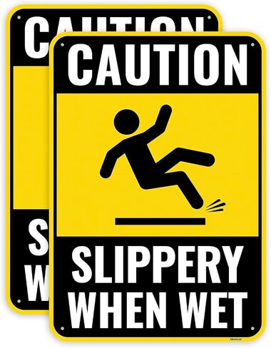 2PC Caution Slippery When Wet Sign, 10 x 7 Inches - Aluminum in Saudi Arabia