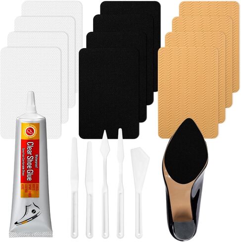 12 Pcs 3 Colors Shoe Sole Protectors 60ml Repair Adhesive Shoe Glue 5 Plastic Spreader Tools Shoe Bottom Grip Pads Non-slip Shoe Pads for High Heels Leather Shoes in Saudi Arabia