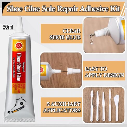 12 Pcs 3 Colors Shoe Sole Protectors 60ml Repair Adhesive Shoe Glue 5 Plastic Spreader Tools Shoe Bottom Grip Pads Non-slip Shoe Pads for High Heels Leather Shoes in Saudi Arabia